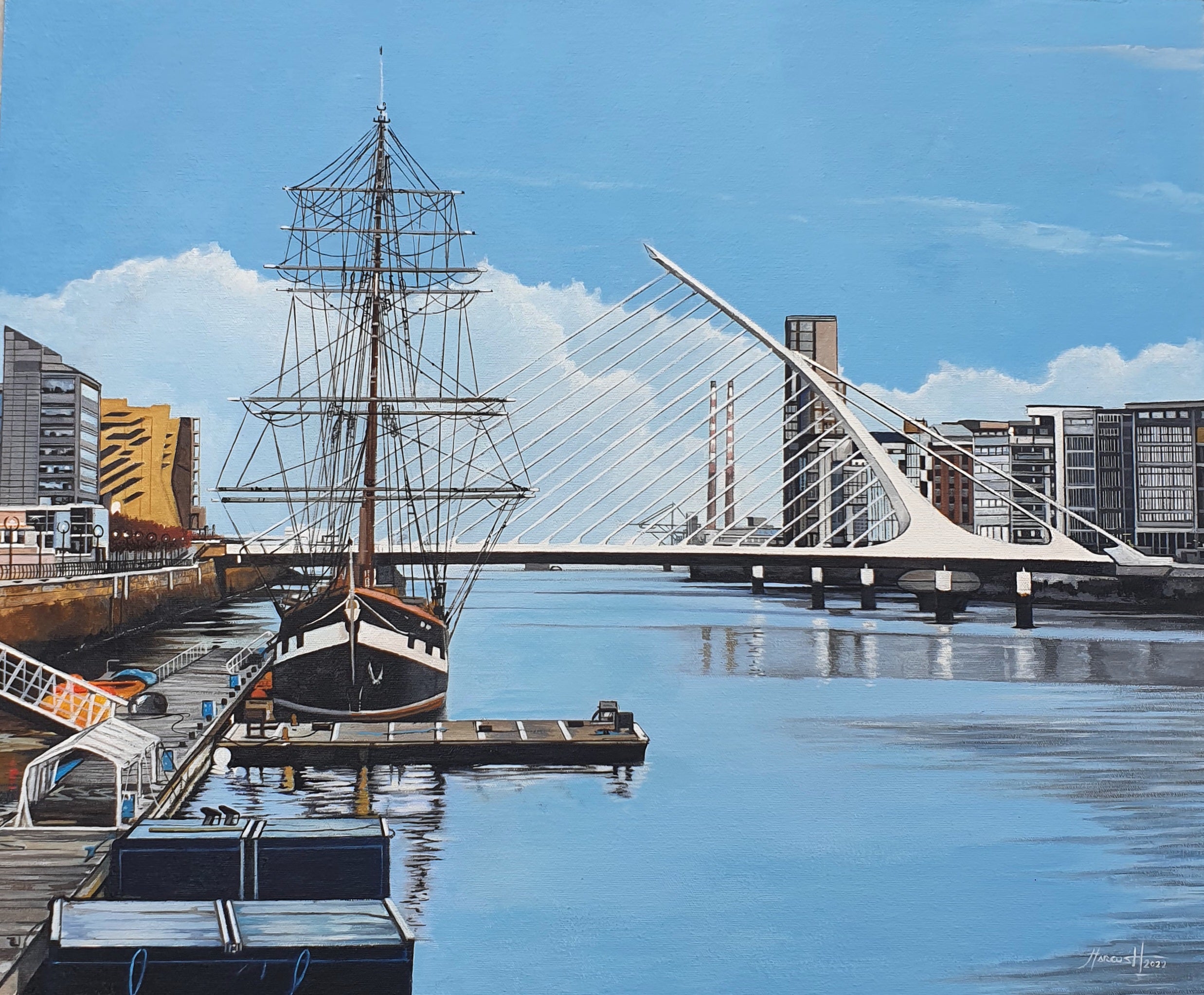 Towards Samuel Beckett Bridge River Liffey – The Green Gallery Dublin