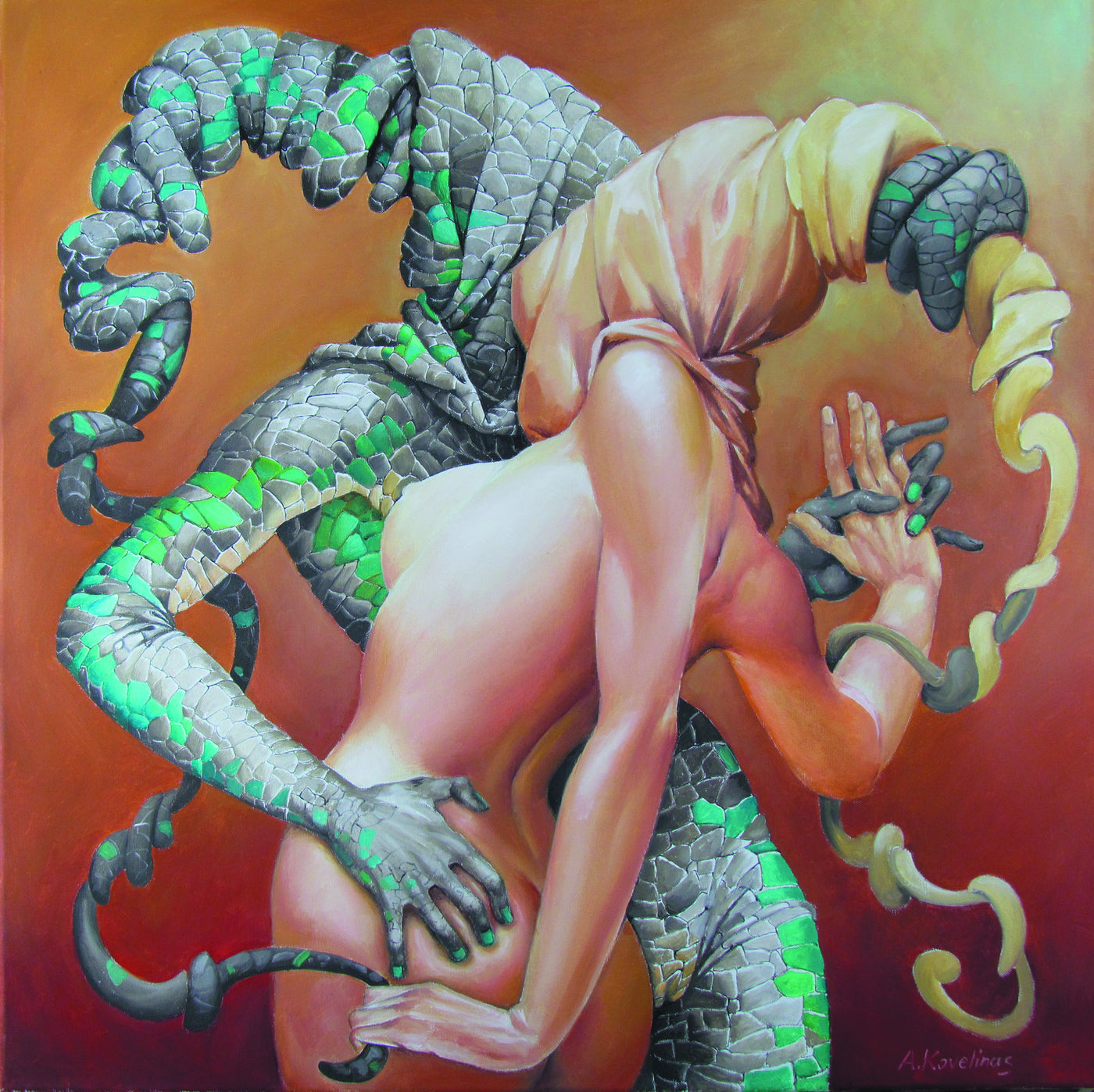 'Lizard Tango  II' canvas print - Green Gallery