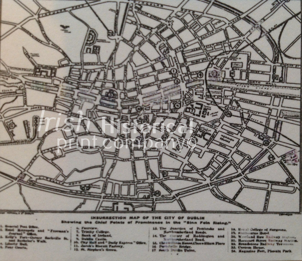 Insurrection Map of Dublin - Green Gallery