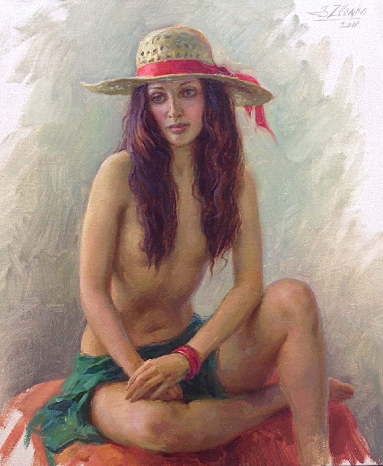 The Girl With The Straw Hat - Green Gallery
