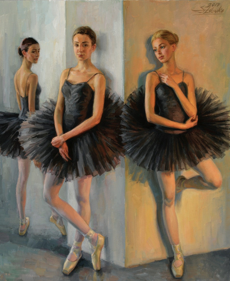 Ballerinas in Black Tutus - Green Gallery