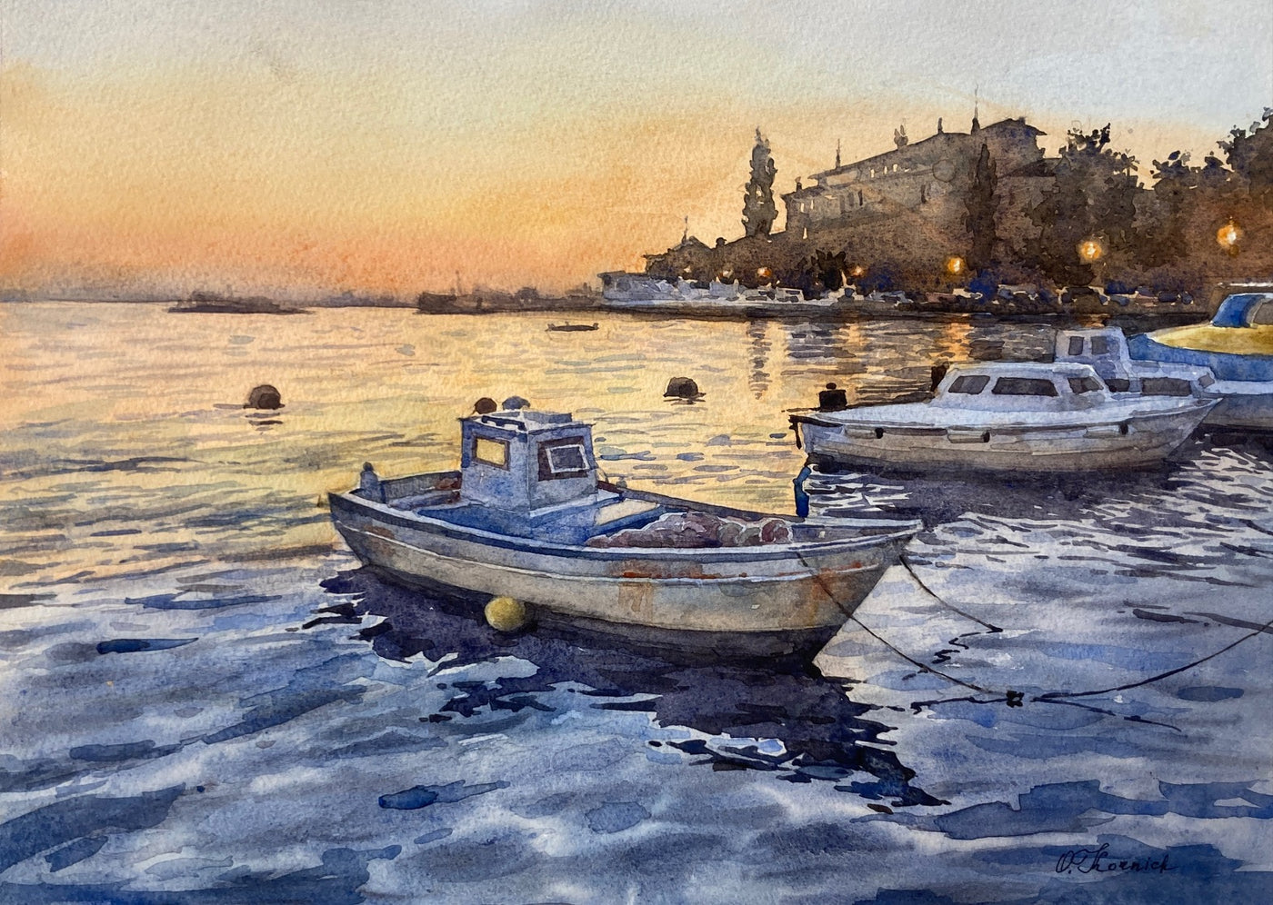 Sunset Boats At Rest