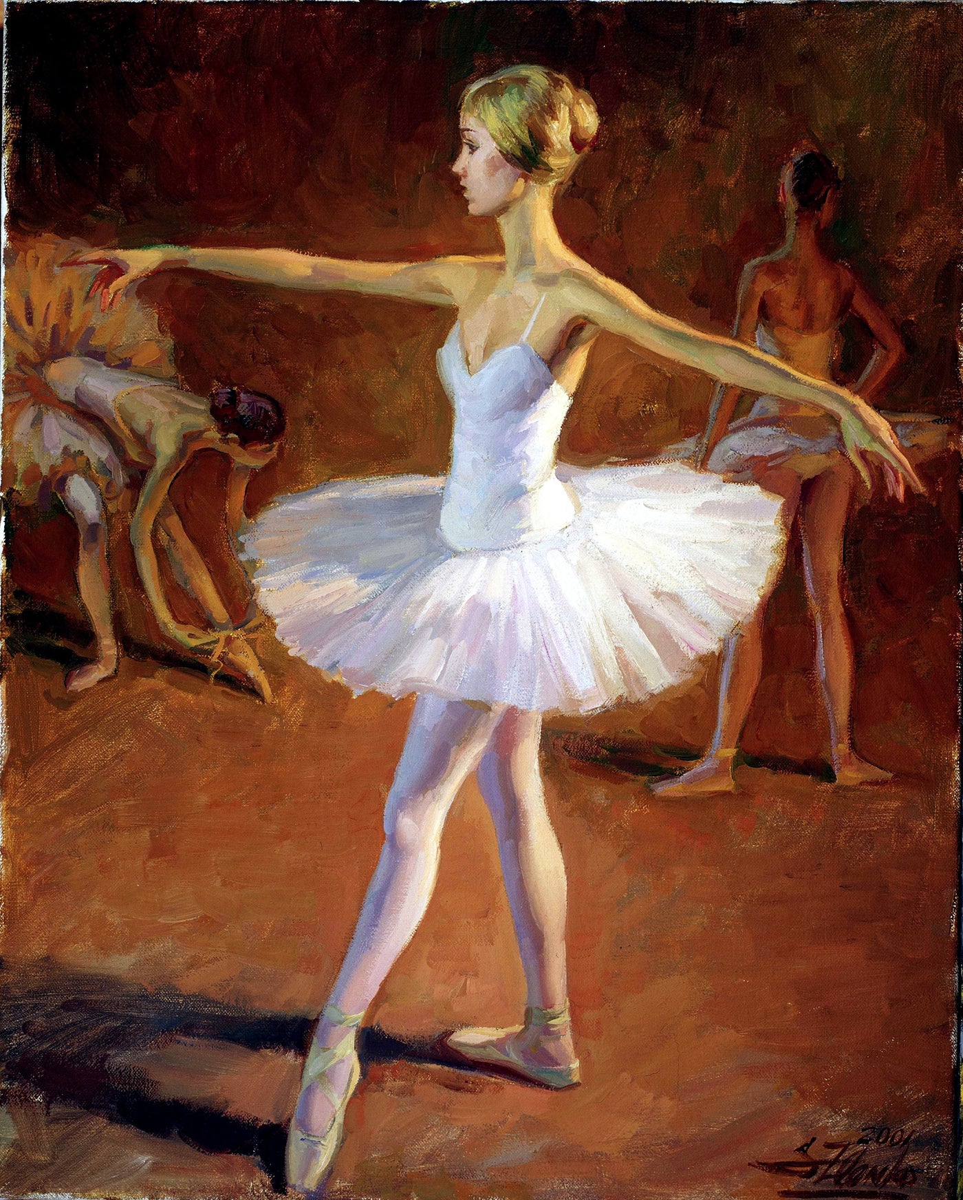 Ballerina In White TuTu - Green Gallery