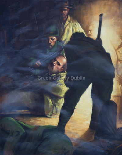 'James Connolly Wounded' framed print by Norman Teeling - Green Gallery