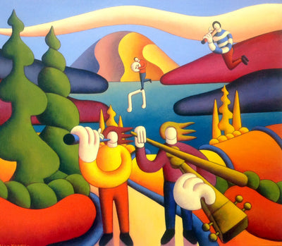 Dreamscape Mountain with Musicians - Green Gallery