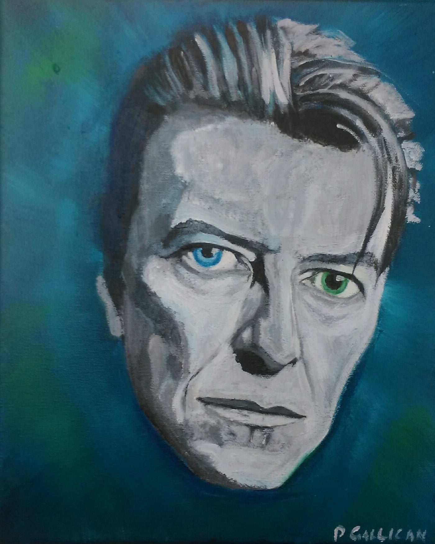 'Bowie in Blue and Green' by Paul Galligan - Green Gallery