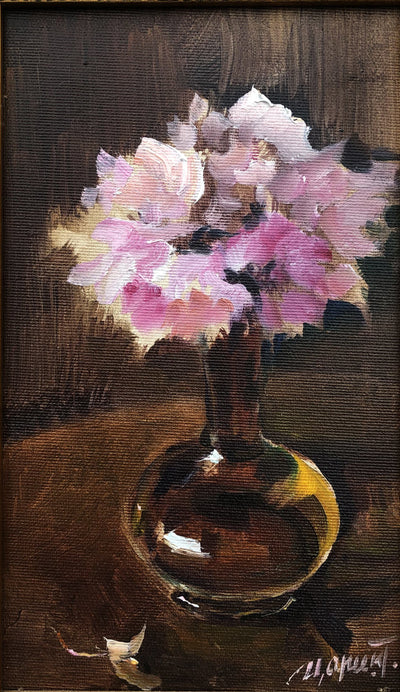 Cherry blossom in an amber vase'