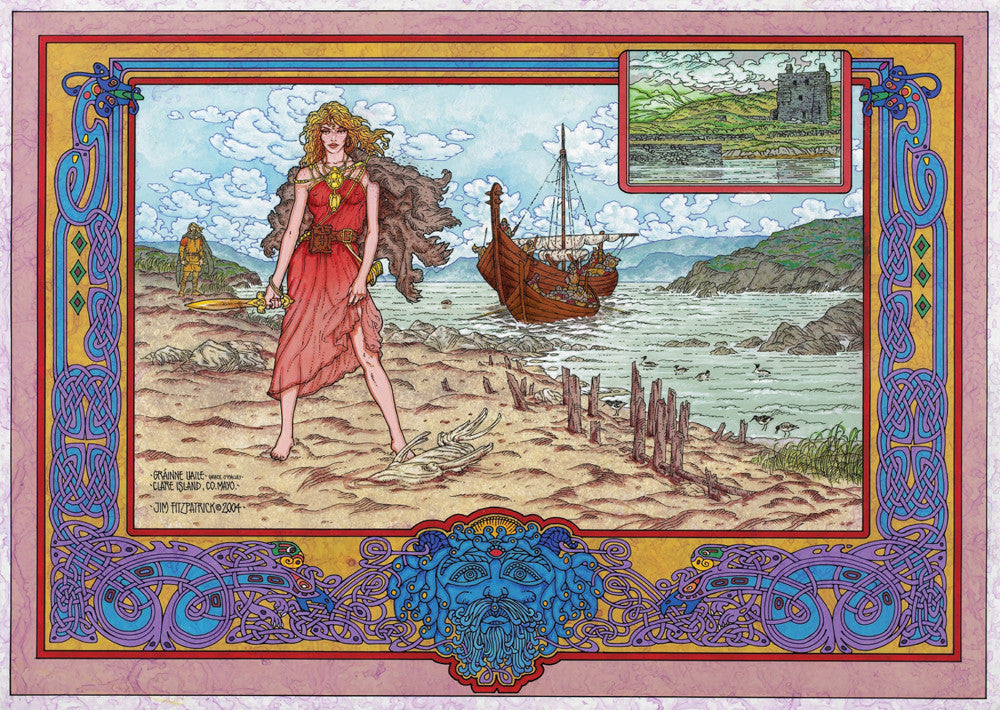 Grace O'Malley and Clare Island by Jim FitzPatrick - Green Gallery