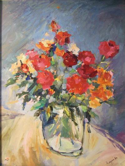 Red Roses in a Glass Jar by Andriy Ozernyy - Green Gallery