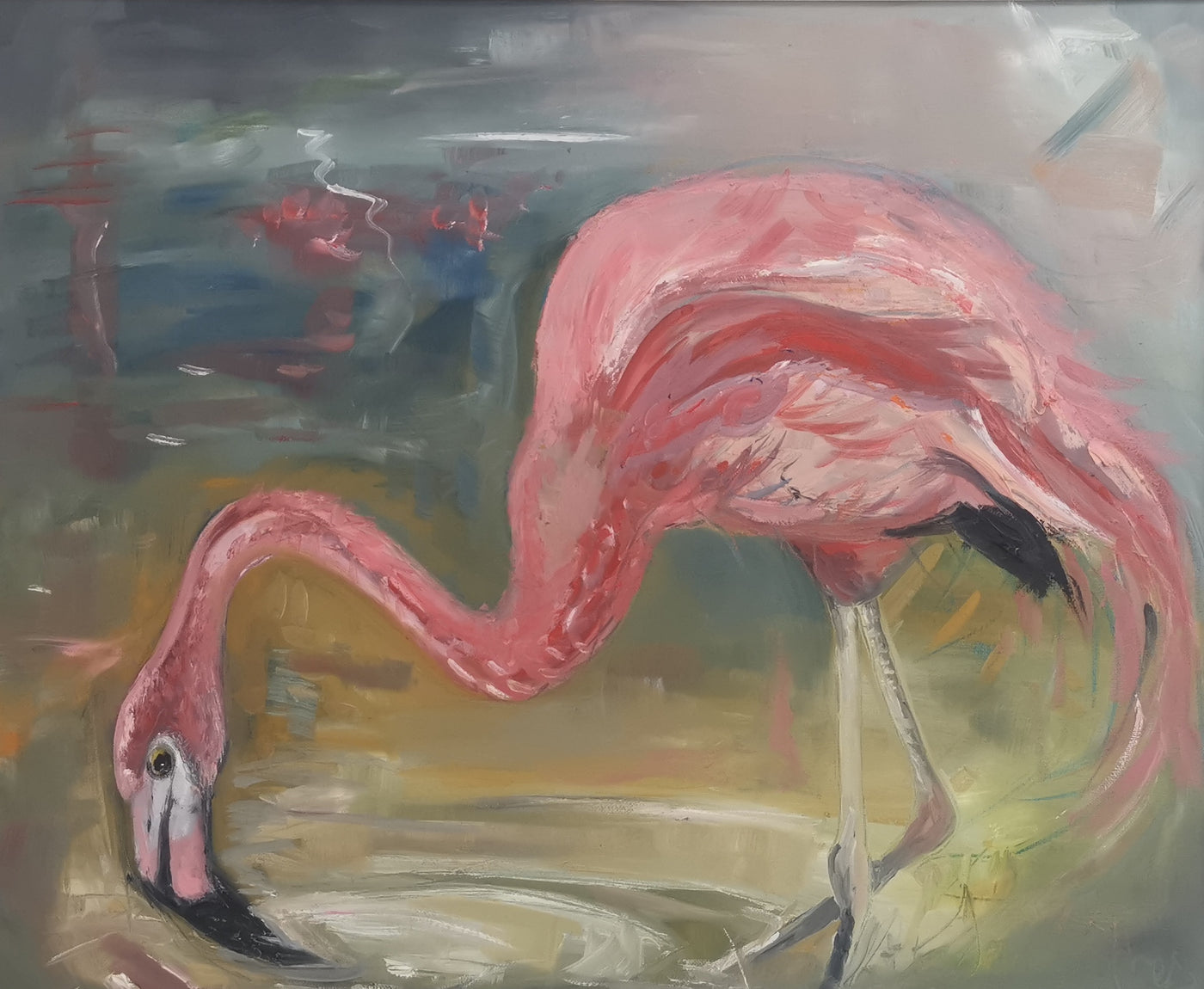 Thirsty Work. Pink Flamingo