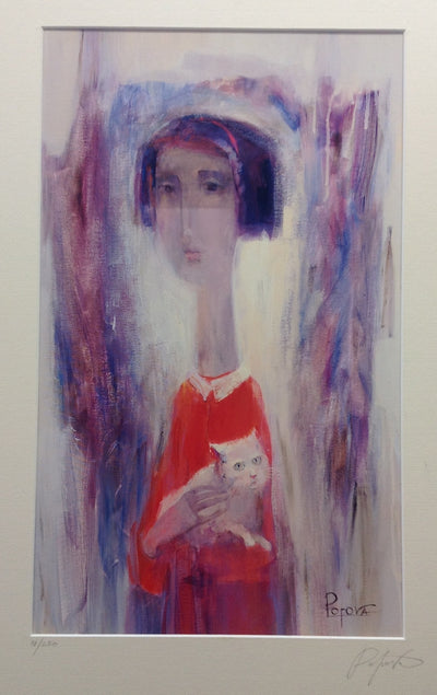 Girl With A Cat by Oksana Popova - Green Gallery