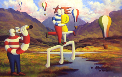 Connemara Landscape With Lovers, Musician And Baloons - Green Gallery